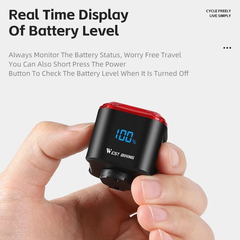 Bicycle Rear Light With Brake Sensing And Digital Power Display 3