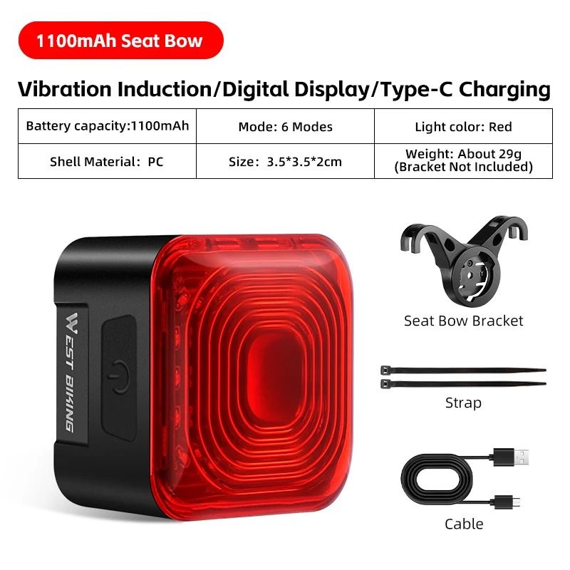 Bicycle Rear Light With Brake Sensing And Digital Power Display 9