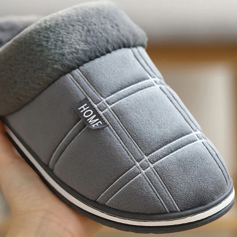 Plaid Memory Foam Winter Slippers With Warm Plush Lining For Men 4
