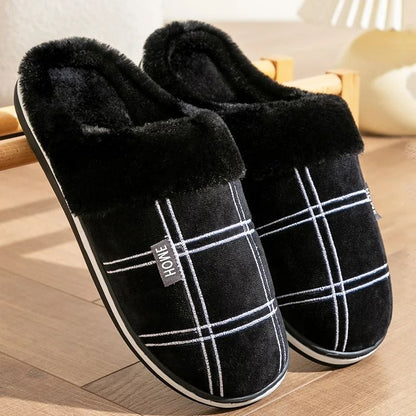 Plaid Memory Foam Winter Slippers With Warm Plush Lining For Men 7