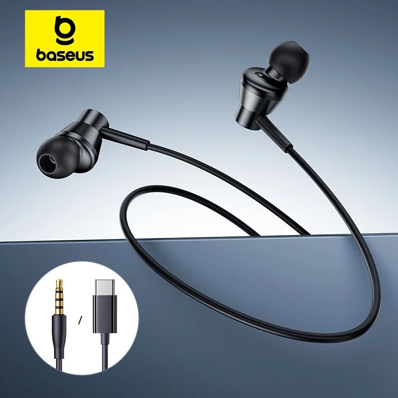 Wired Earphones with Mic and 120 Degree Design for Type C and 3.5mm Devices
