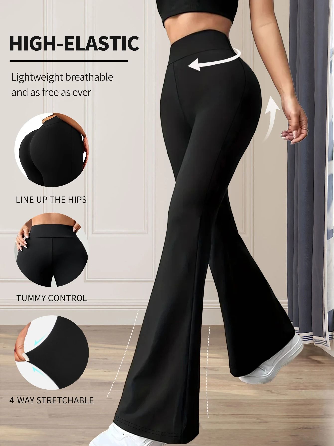 High Waisted Slim Flared Pants for Women