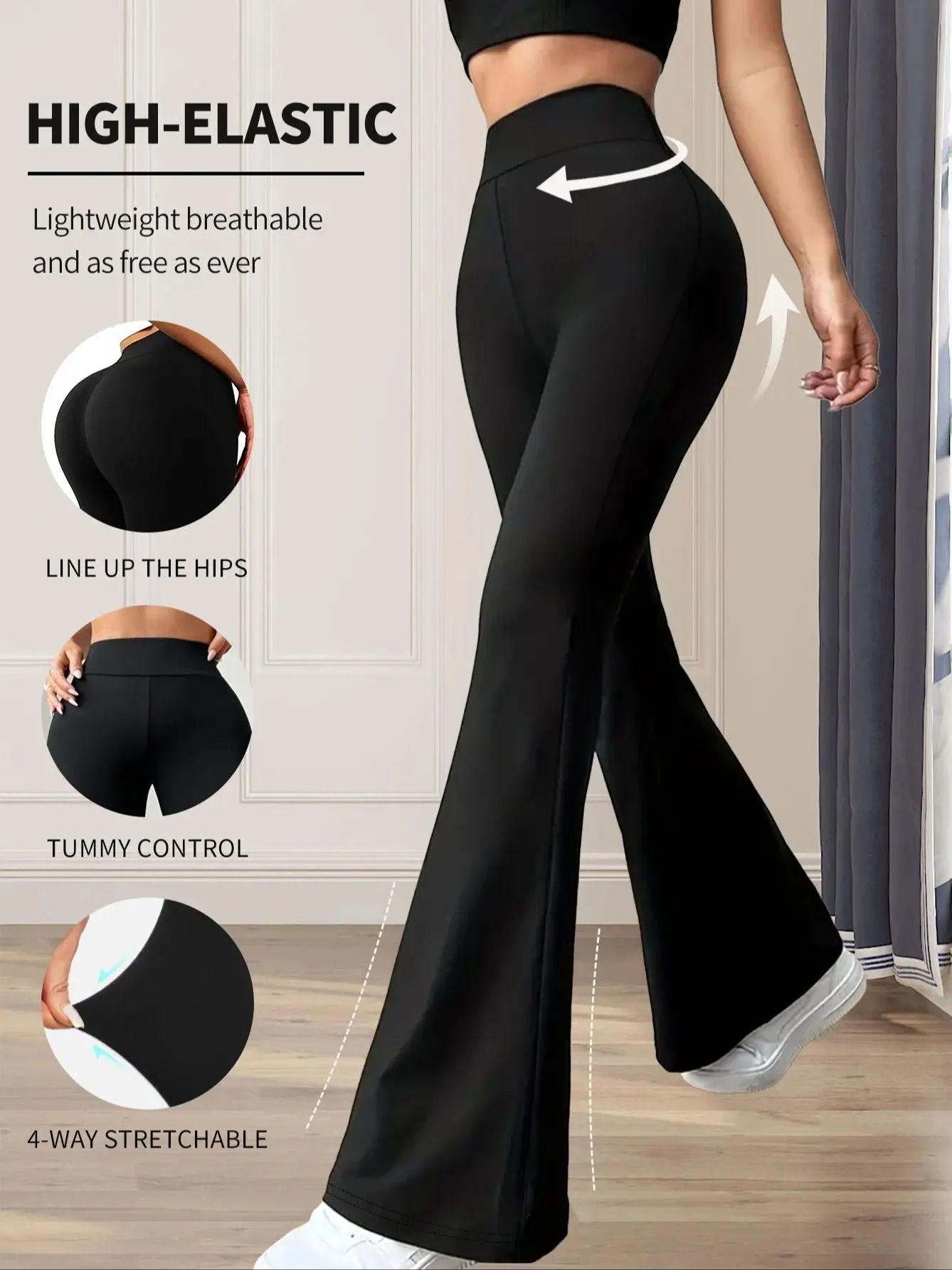 High Waisted Slim Flared Pants For Women 7