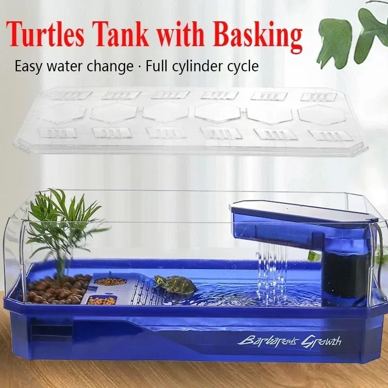 Transparency Turtle Tank House with Basking and Breeding Areas Reptile Habitat