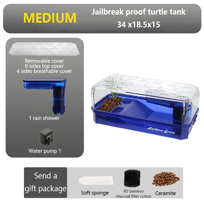 Transparency Turtle Tank House With Basking And Breeding Areas Reptile Habitat 6