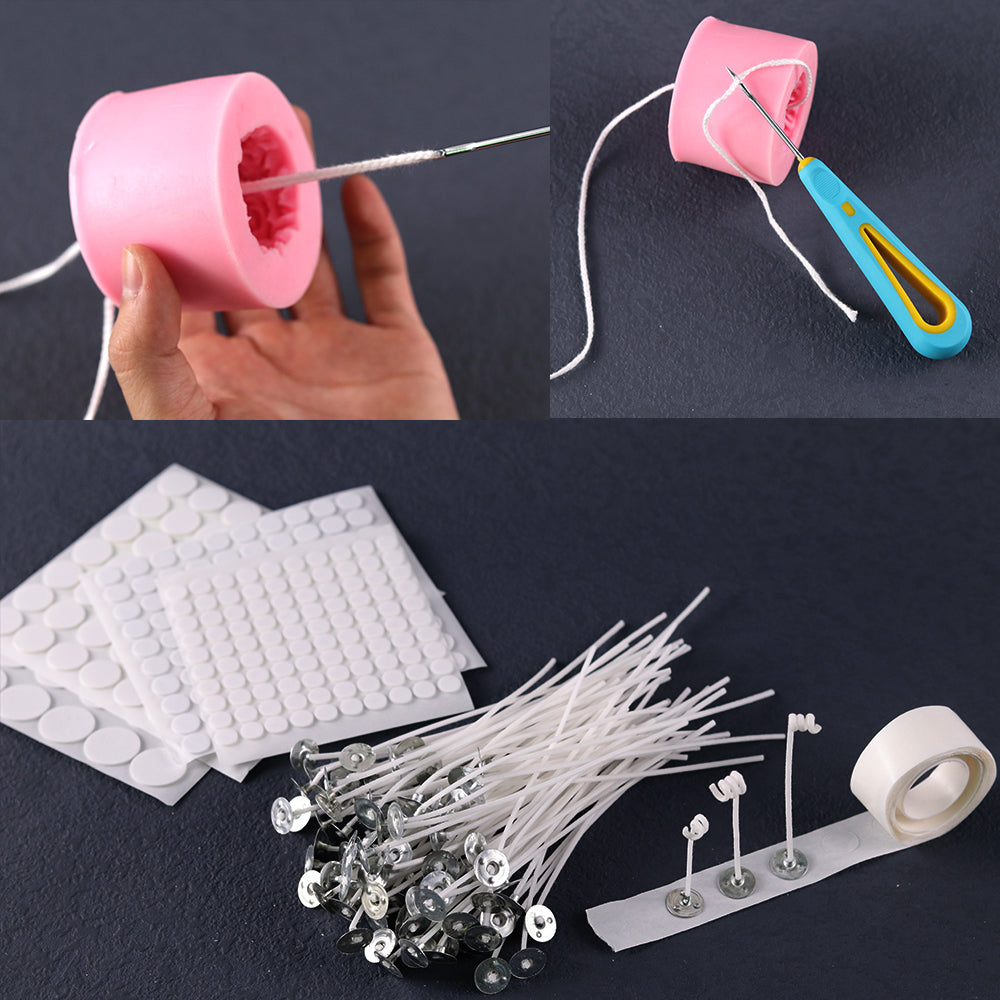 PreWaxed Cotton Core Candle Wicks Smokeless Candle Wicks With Metal Sustainer Tabs DIY Handmade Can 3
