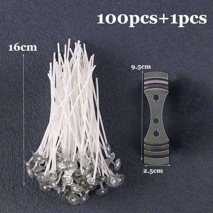 PreWaxed Cotton Core Candle Wicks Smokeless Candle Wicks With Metal Sustainer Tabs DIY Handmade Can 6