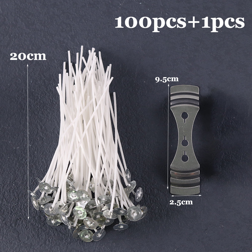 PreWaxed Cotton Core Candle Wicks Smokeless Candle Wicks With Metal Sustainer Tabs DIY Handmade Can 7