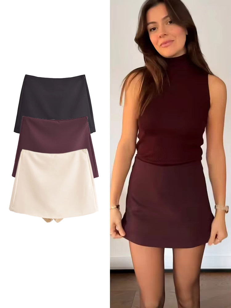 High Waist Skort With BuiltIn Shorts And Side Zipper For Effortless Everyday Confidence 1