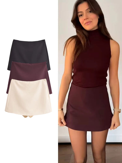 High Waist Skort With BuiltIn Shorts And Side Zipper For Effortless Everyday Confidence 1
