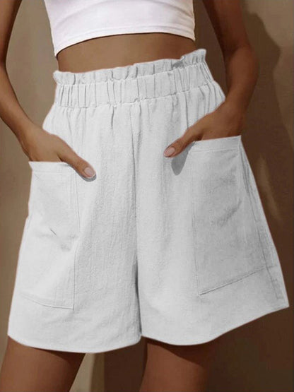 Summer Women's Casual Shorts, High Waist Wide Leg Loose Fit, Large Size Sport Shorts with Pockets