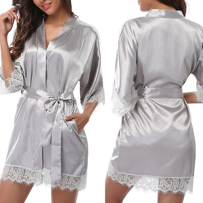 Luxurious Ice Silk Nightgown, Glossy Robe Pajamas for Women, Plus Size Homewear, Fashion Trend