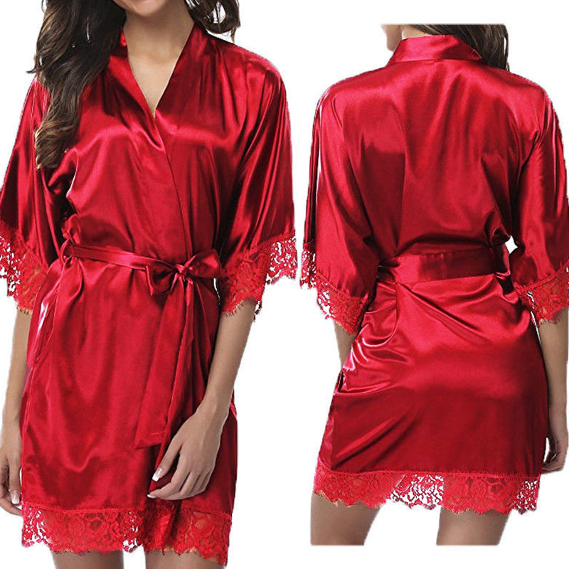 Luxurious Ice Silk Nightgown, Glossy Robe Pajamas for Women, Plus Size Homewear, Fashion Trend