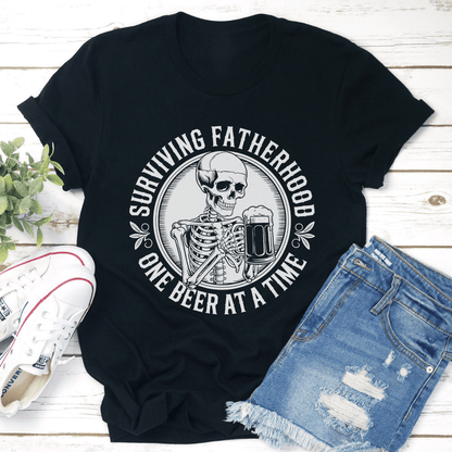 Surviving Fatherhood One Beer At A Time Tee 3