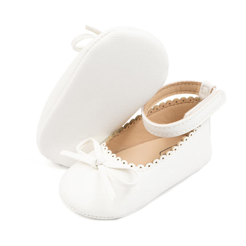 Girls New Baby Shoes Soft-soled Leather Bowknot Party Princess Shoes, Light Flat First Walkers, Anti-slip & Breathable