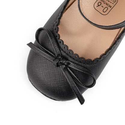 Girls New Baby Shoes Soft-soled Leather Bowknot Party Princess Shoes, Light Flat First Walkers, Anti-slip & Breathable