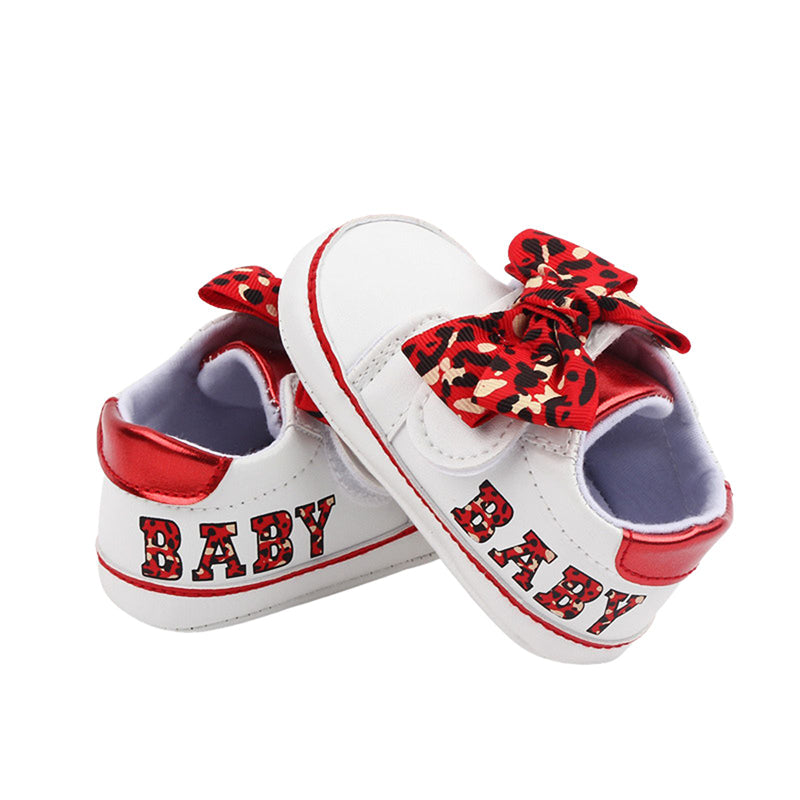 Citgeett Baby Girl Autumn Sneaker with Bow, Leopard Print Flats for First Walkers & Casual Daily Outfits