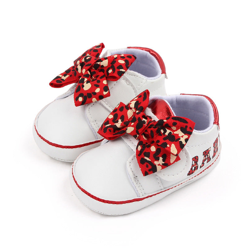 Citgeett Baby Girl Autumn Sneaker with Bow, Leopard Print Flats for First Walkers & Casual Daily Outfits