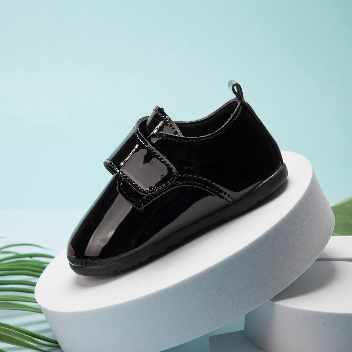 Matte Leather Baby Shoes, Toddler First Walkers with Rubber Soft-Sole & Anti-Slip Flat Infant Mirror Shoes