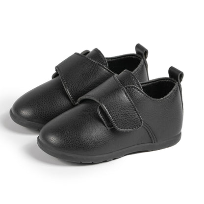 Matte Leather Baby Shoes, Toddler First Walkers with Rubber Soft-Sole & Anti-Slip Flat Infant Mirror Shoes