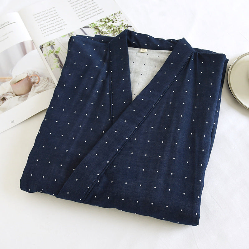 Men's Kimono Robe, Cotton Bathrobe for Men, Striped Loose Fit Lace Up Cardigan, Lightweight Spring Summer Pajama Robe