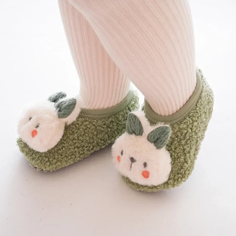 Childrens Cartoon Rabbit Baby Floor Socks Toddler Plush Slippers Soft Non-slip Prewalker Warm Indoor Home Shoes