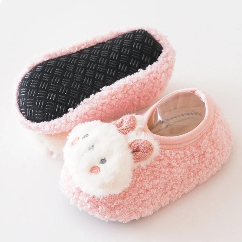 Childrens Cartoon Rabbit Baby Floor Socks Toddler Plush Slippers Soft Non-slip Prewalker Warm Indoor Home Shoes