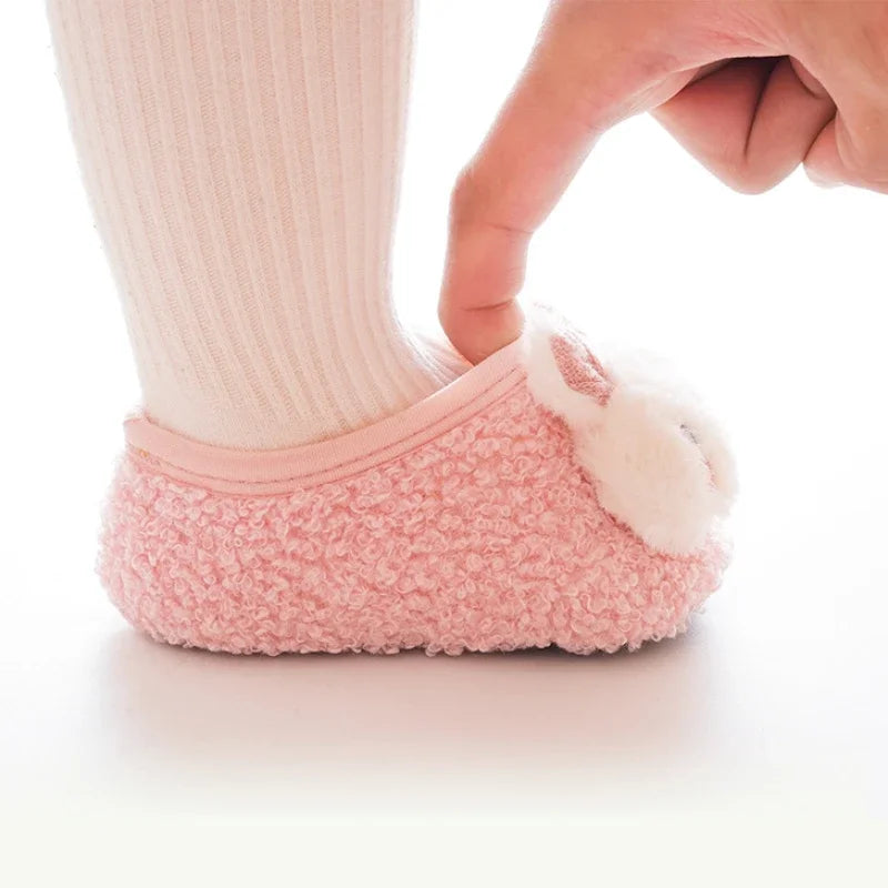 Childrens Cartoon Rabbit Baby Floor Socks Toddler Plush Slippers Soft Non-slip Prewalker Warm Indoor Home Shoes