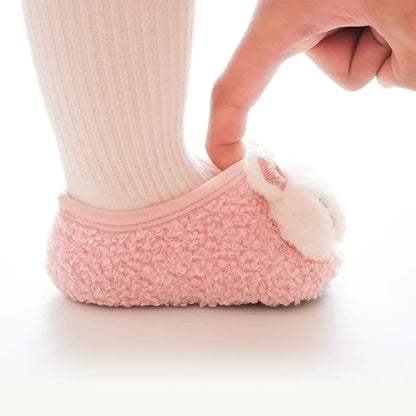 Childrens Cartoon Rabbit Baby Floor Socks Toddler Plush Slippers Soft Non-slip Prewalker Warm Indoor Home Shoes