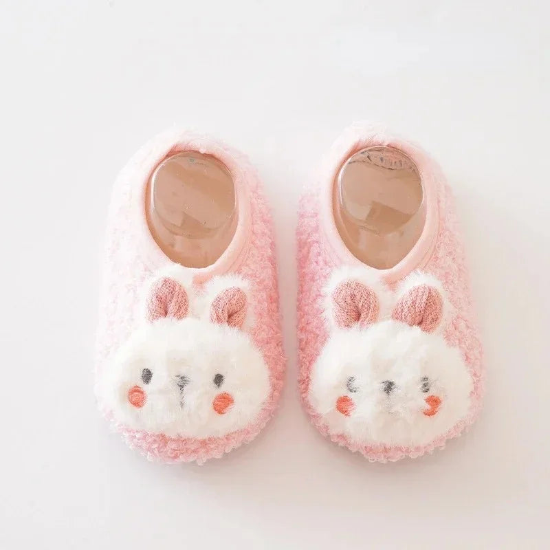 Childrens Cartoon Rabbit Baby Floor Socks Toddler Plush Slippers Soft Non-slip Prewalker Warm Indoor Home Shoes