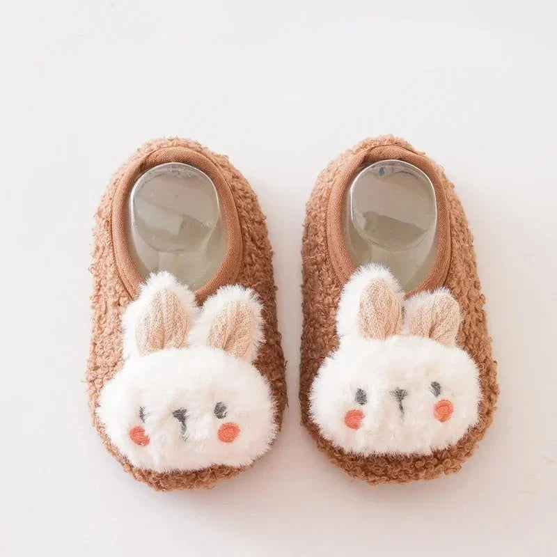 Childrens Cartoon Rabbit Baby Floor Socks Toddler Plush Slippers Soft Non-slip Prewalker Warm Indoor Home Shoes