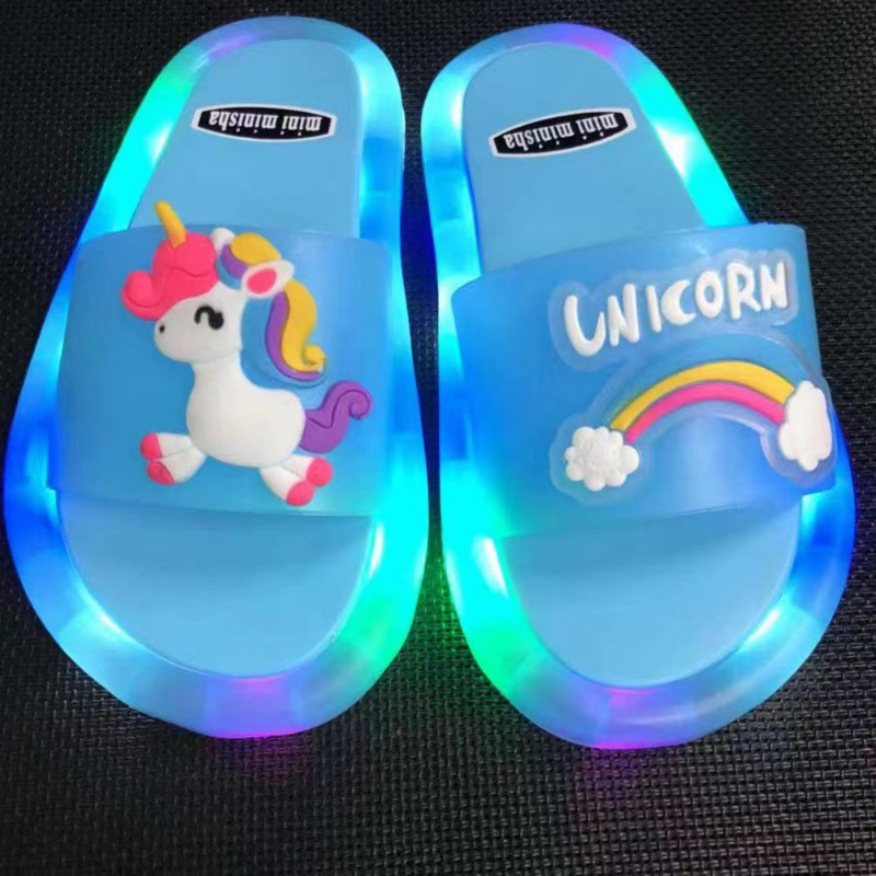 LED Girl Slippers Children, Baby Bathroom Sandals Kids Shoes, Light Up Slippers for Toddler Boys & Girls