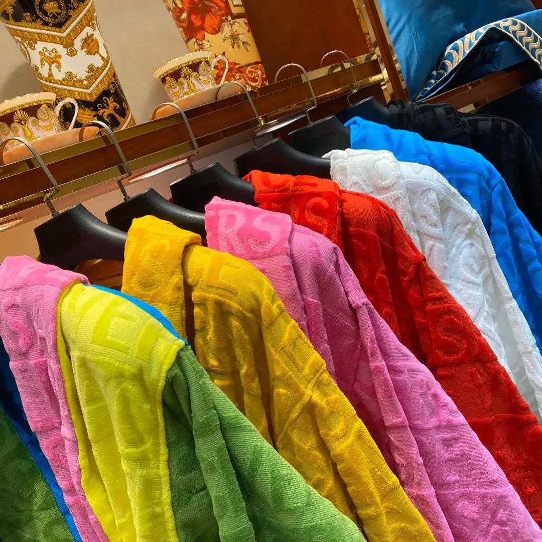 Plush Fleece Bath Robe for Women and Men, Winter Robe with Pockets, Long Sleeve Soft Couples Homewear, Loungewear