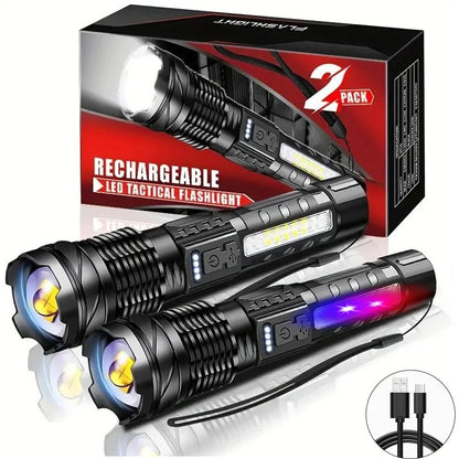 XHP50 LED Flashlight USB Rechargeable Waterproof Torch With Side Light And 7 Modes 1