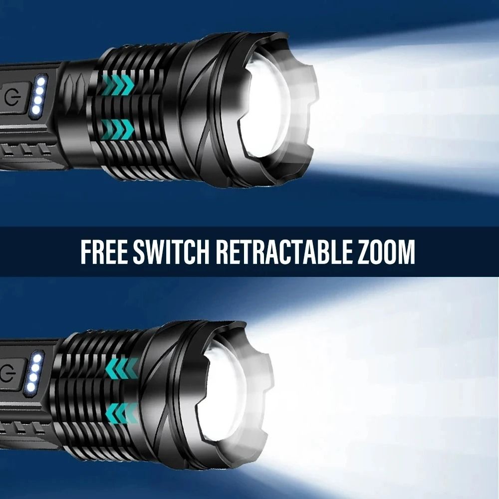 XHP50 LED Flashlight USB Rechargeable Waterproof Torch With Side Light And 7 Modes 6
