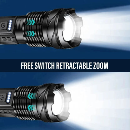 XHP50 LED Flashlight USB Rechargeable Waterproof Torch With Side Light And 7 Modes 6