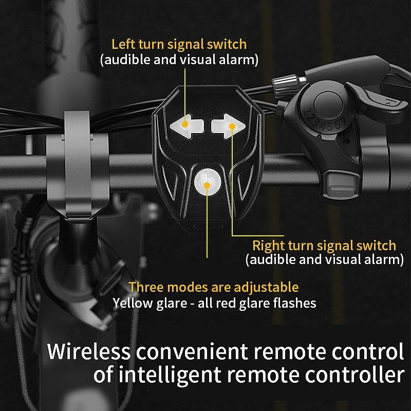 Wireless Bicycle Turn Signal Taillight USB Rechargeable With Remote Control 2