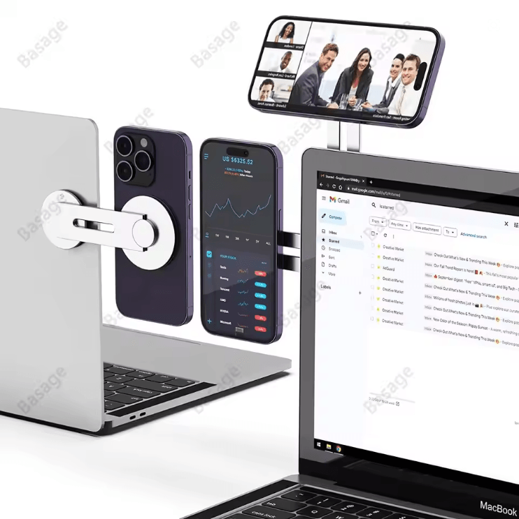 Magnetic Laptop Phone Holder With Adjustable Arm For IPhone And Monitors 1