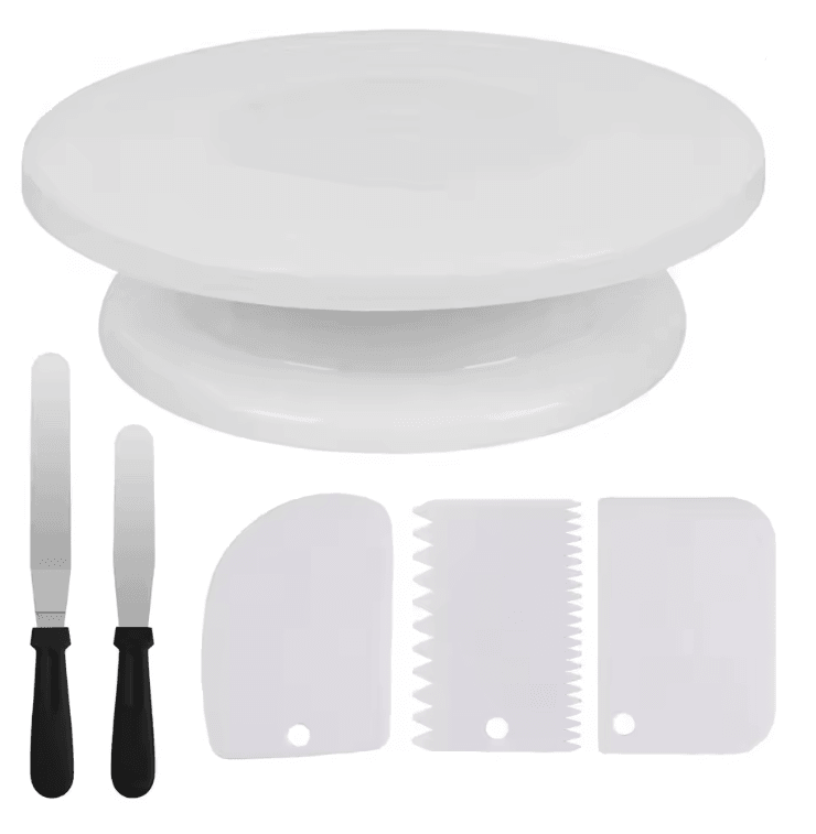 7 Piece Cake Decorating Tools Kit With Rotating Turntable And Spatulas 5