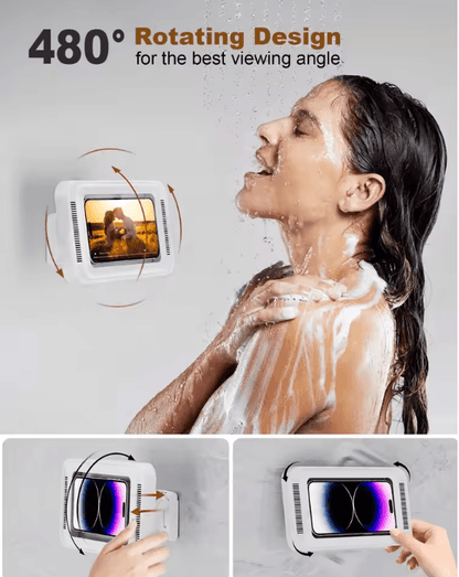 Waterproof Shower Phone Holder With Speaker And 480 Degree Rotation 1
