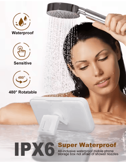 Waterproof Shower Phone Holder With Speaker And 480 Degree Rotation 2