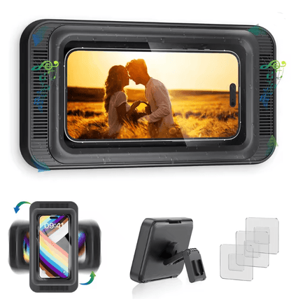 Waterproof Shower Phone Holder With Speaker And 480 Degree Rotation 3