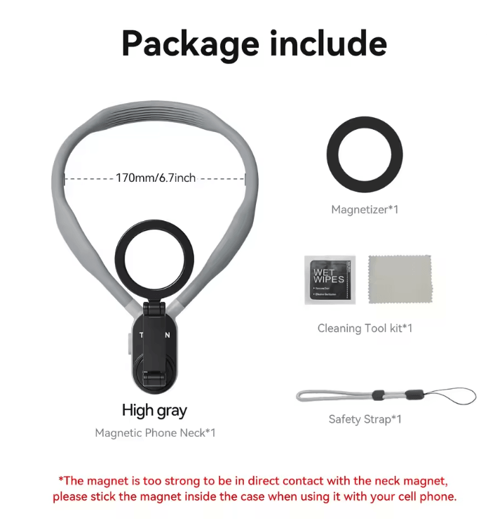 Magnetic Neck Phone Holder With Quick Release Silicone Mount 4