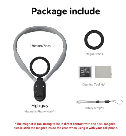 Magnetic Neck Phone Holder With Quick Release Silicone Mount 4