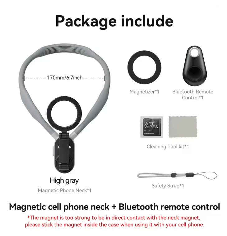 Magnetic Neck Phone Holder With Quick Release Silicone Mount 5
