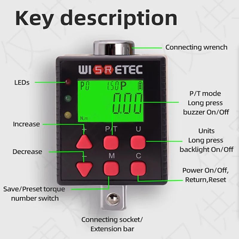 High Precision Digital Torque Meter And Ratchet Wrench Adapter 6