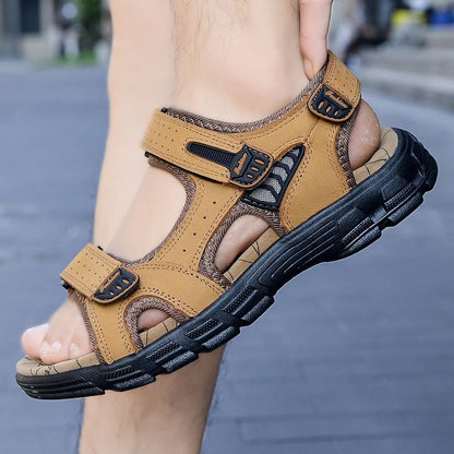 Classic Leather Mens Sandals Comfortable Outdoor Summer Shoes