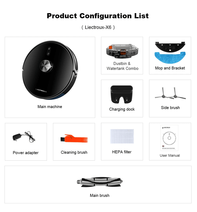 Liectroux X6 Robot Vacuum Cleaner With Lidar Navigation And Carpet Boost 6