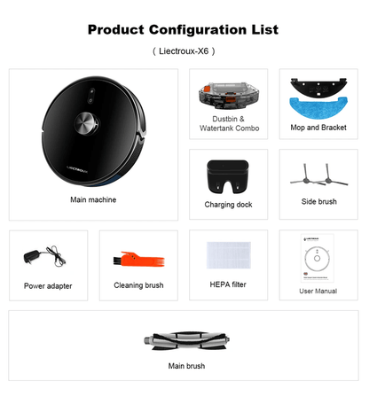 Liectroux X6 Robot Vacuum Cleaner With Lidar Navigation And Carpet Boost 6