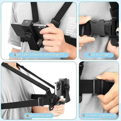 Adjustable Phone Clip Holder With Chest Strap For Sports And Action Cameras 3